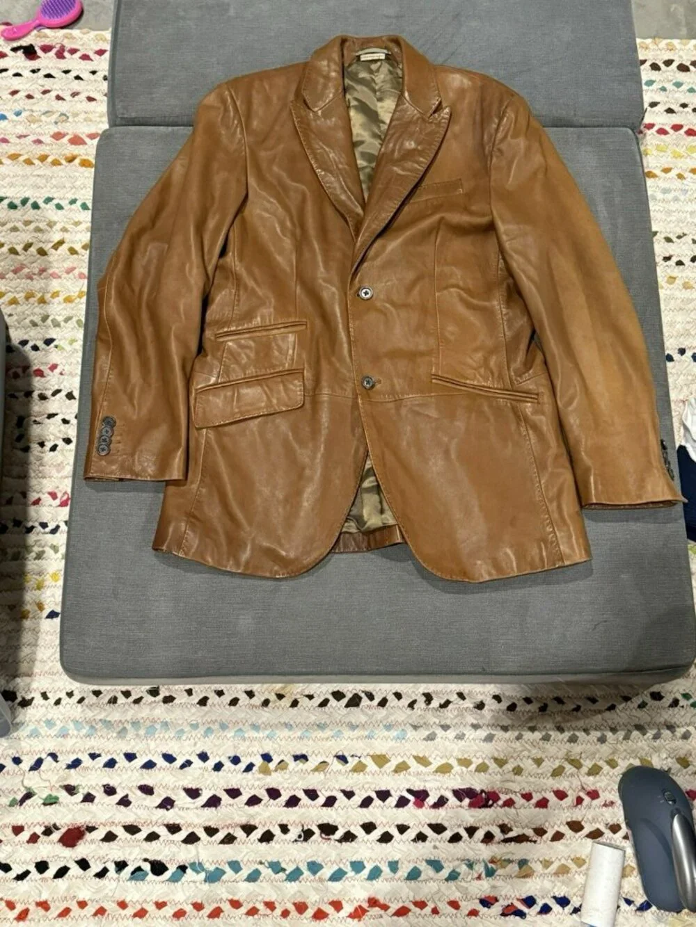 Banana Republic Men's Brown 100% Leather 2 Button Sport Coat Jacket SZ 42 Large